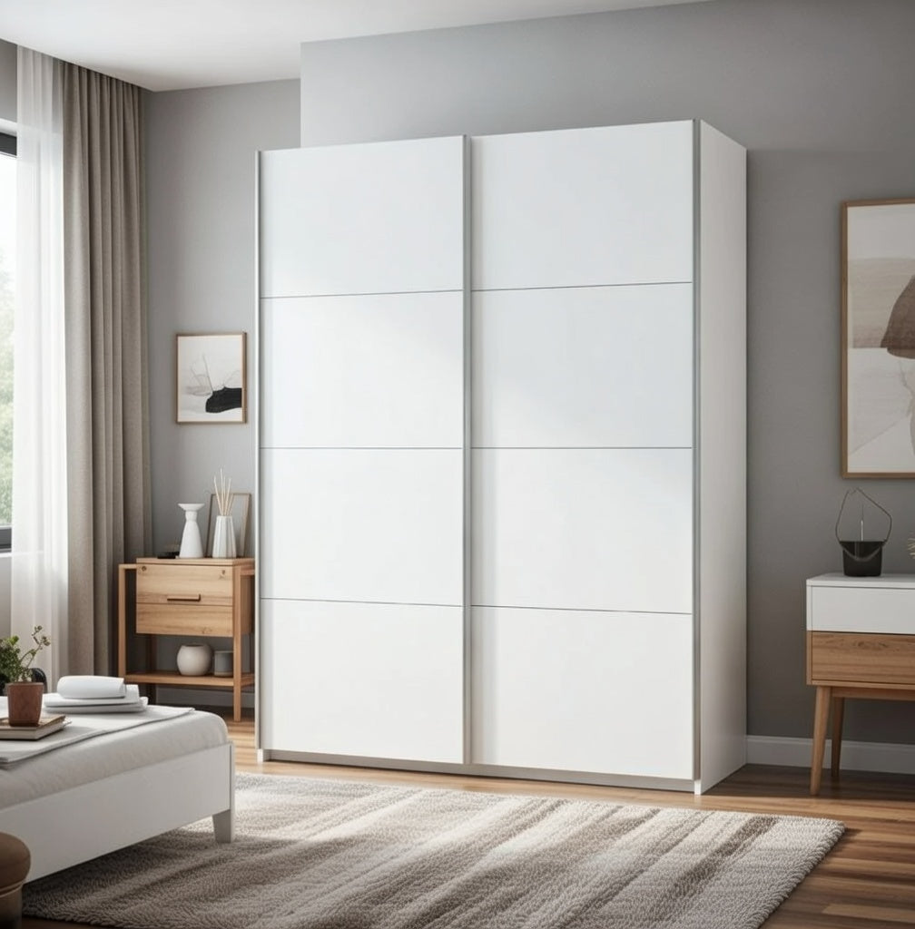 Lira Artic White Wide 150cm Sliding Door Wardrobe - ARM150A