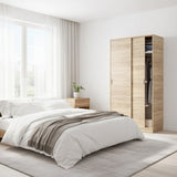 Zian Canadian Oak Effect Small Narrow Space-Saving Sliding 2 Door Wardrobe 100cm Wide - MAX019F