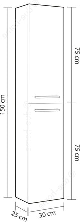 Alfonso  Concrete Grey Effect 2 Door Wall Hung Bathroom Storage Cupboard-305460L