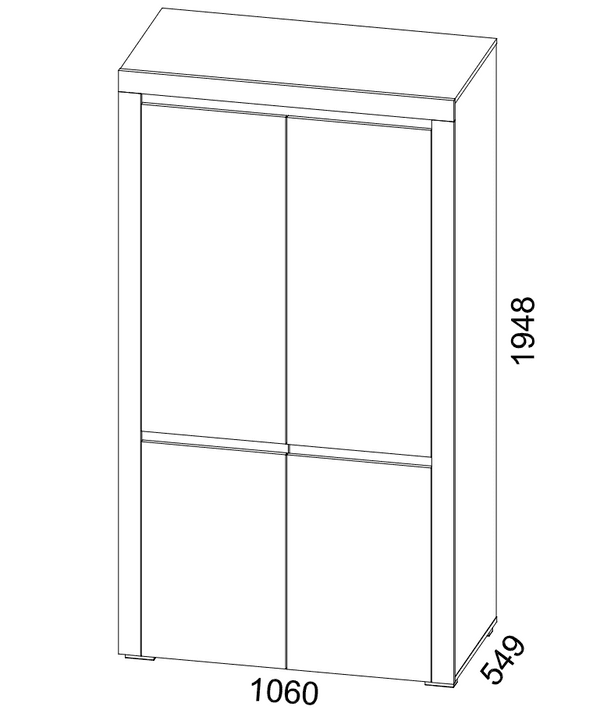 Chicago Grey and White 2 Door Wardrobe with Shelves and LED Lights - ABS1 - N13