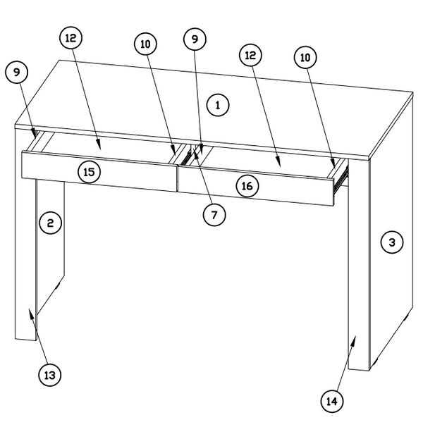 Chicago Grey and White Small Study Desk - ABB-1