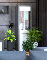 Chicago White and Grey Tall Display Cabinet with Glass Door and LED Lights - ABW-2 - N14
