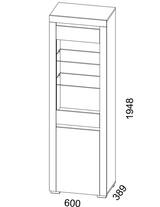 Chicago White and Grey Tall Display Cabinet with Glass Door and LED Lights - ABW-2 - N14