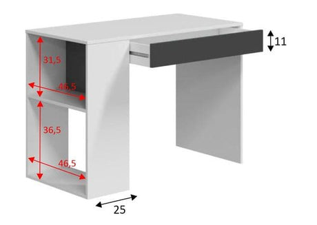 Abot Grey and White Desk with Drawer and Shelves-0Z2313A
