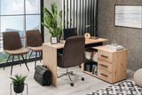 Lyon Oak and Black Large Corner Desk With Drawers - 11008666