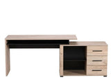 Lyon Oak and Black Large Corner Desk With Drawers - 11008666