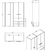 Althena 4 Door Oak Effect 161.5cm Wardrobe With Open Shelf And Drawers