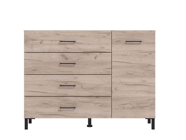 Materna Oak Effect 1 Door 4 Drawer Sideoard Storage Unit - 11012346