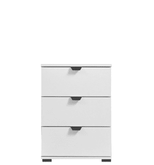 Palma White 3 Drawer Bedside Table - 11008319