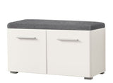Pluton White Gloss Shoe Bench Storage with Grey Cusion Seat- 11008567