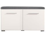 Pluton White Gloss Shoe Bench Storage with Grey Cusion Seat- 11008567
