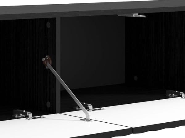 Ambrelle Black Slat Effect Wall Mounted Floating Wide 192cm Large TV Entertainment Unit 11014662