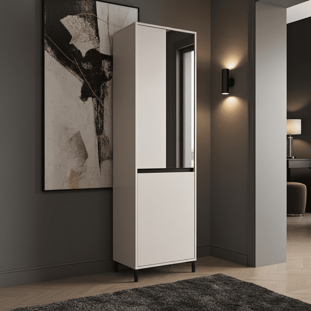 Larance Cashmere Taupe Slim Narrow Shallow Depth Wardrobe for Small Spaces 11014467