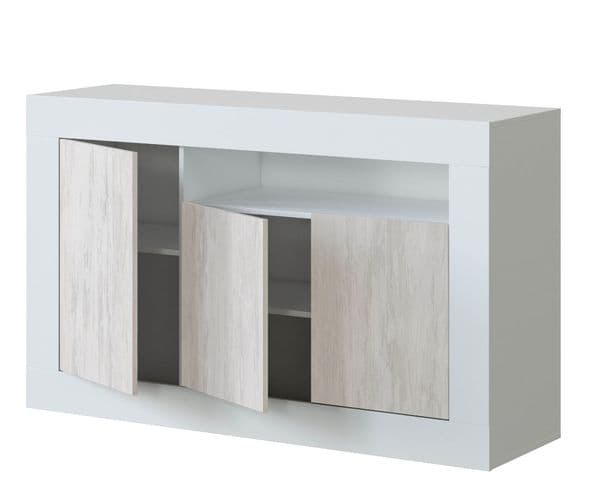 Lee Large Modern White with White Wood Effect Sideboard- 036628A