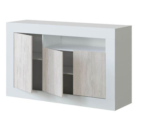 Lee Large Modern White with White Wood Effect Sideboard- 036628A