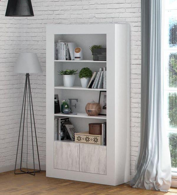 Lee Tall Bookcase in White with White Wood Effect- 036629A