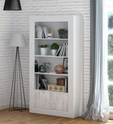 Lee Tall Bookcase in White with White Wood Effect- 036629A