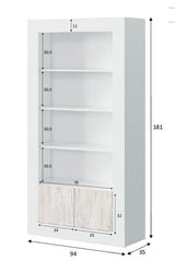 Lee Tall Bookcase in White with White Wood Effect- 036629A