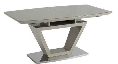Asfen 1.6m Latte Glass Extending Dining Table with Glass Base