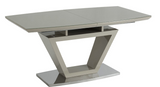 Asfen 1.6m Latte Glass Extending Dining Table with Glass Base