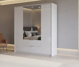 Guerlain 4 Door 2 Drawer White High Gloss Mirrored Wardrobe P4RXIF74