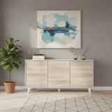 Naomi Sideboard Soft White Gloss With Oak Effect- 0F6638BO