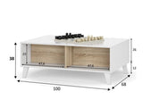 Naomi Storage Coffee Table Soft White Gloss With Oak Effect- 0F6633BO