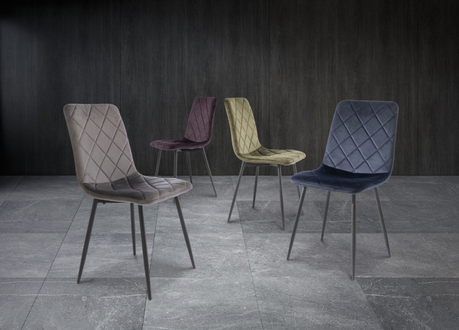 Vella Aubergine Velvet Dining Chairs with Black Legs Set Of 2
