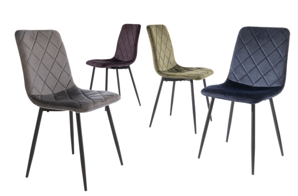 Vella Green Velvet Dining Chairs with Black Legs Set Of 2
