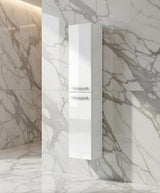 Sidi White Gloss 2 Door Wall Hung Floating Bathroom Storage Cupboard-305465BO