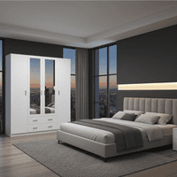 Almeria White 4 Door 2 Drawer Large Wardrobe with Mirrors- 11008721