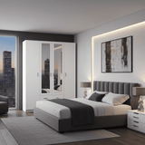 Almeria White 4 Door 2 Drawer Large Wardrobe with Mirrors- 11008721