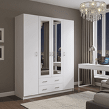 Almeria White 4 Door 2 Drawer Large Wardrobe with Mirrors- 11008721