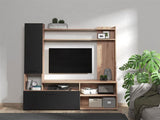 Algarve Artisan Oak Effect And Black Entertaiment Unit Wall TV Cabinet - 11011452