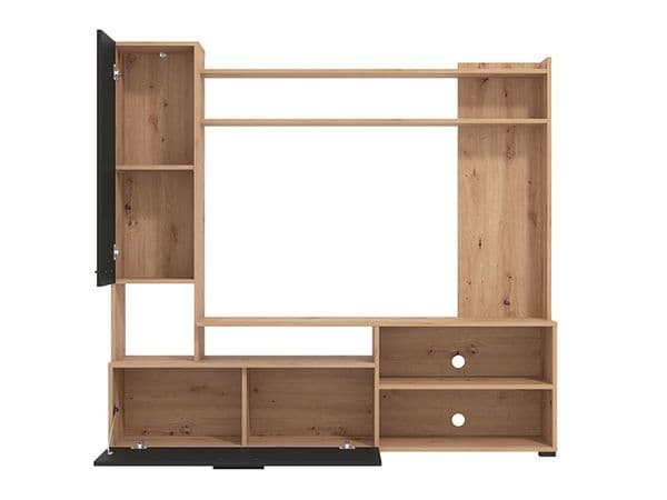 Algarve Artisan Oak Effect And Black Entertaiment Unit Wall TV Cabinet - 11011452