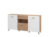 Bretara Slatted Artisan Oak Effect And White Gloss 173cm 2 Door Sideboard - 11012052