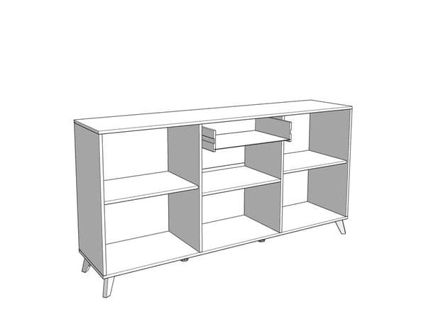 Bretara Slatted Artisan Oak Effect And White Gloss 173cm 2 Door Sideboard - 11012052