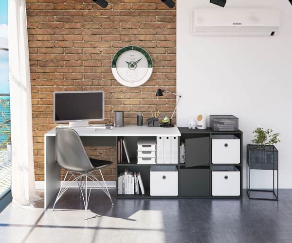 Broxton White and Grey Reversible Large Corner Desk with Storage- 0L4606A