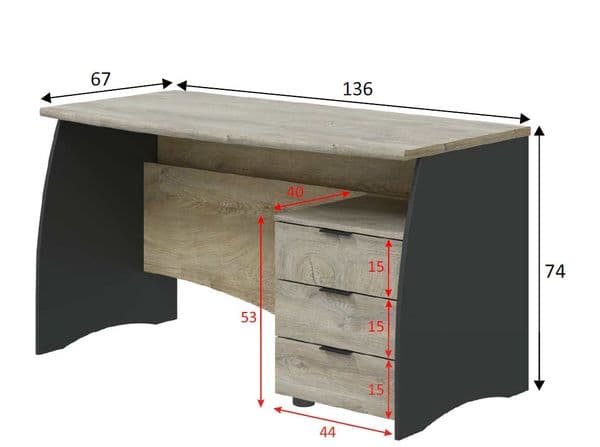 Pronte Oak and Grey Large Office Desk With Drawers- 0Z4625C