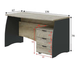 Pronte Oak and Grey Large Office Desk With Drawers- 0Z4625C