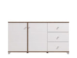 Crimson White High Gloss And Warm Oak Effect 162cm 2 Door 3 Drawer Sideboard 11012059