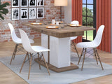 Crimson White High Gloss And Warm Oak Effect Extending Dining Table 11012067