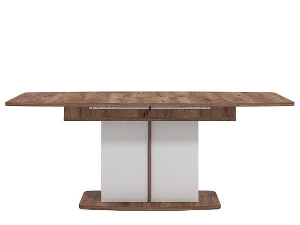 Crimson White High Gloss And Warm Oak Effect Extending Dining Table 11012067