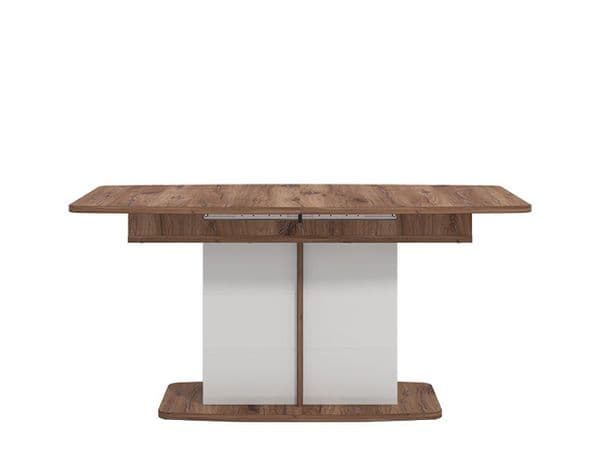 Crimson White High Gloss And Warm Oak Effect Extending Dining Table 11012067