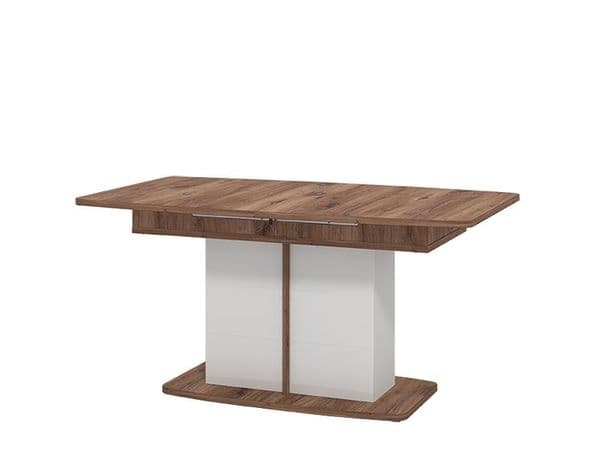 Crimson White High Gloss And Warm Oak Effect Extending Dining Table 11012067