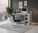 Sense White and Grey Desk with Hutch and Drawers 3006-001 2673RZ
