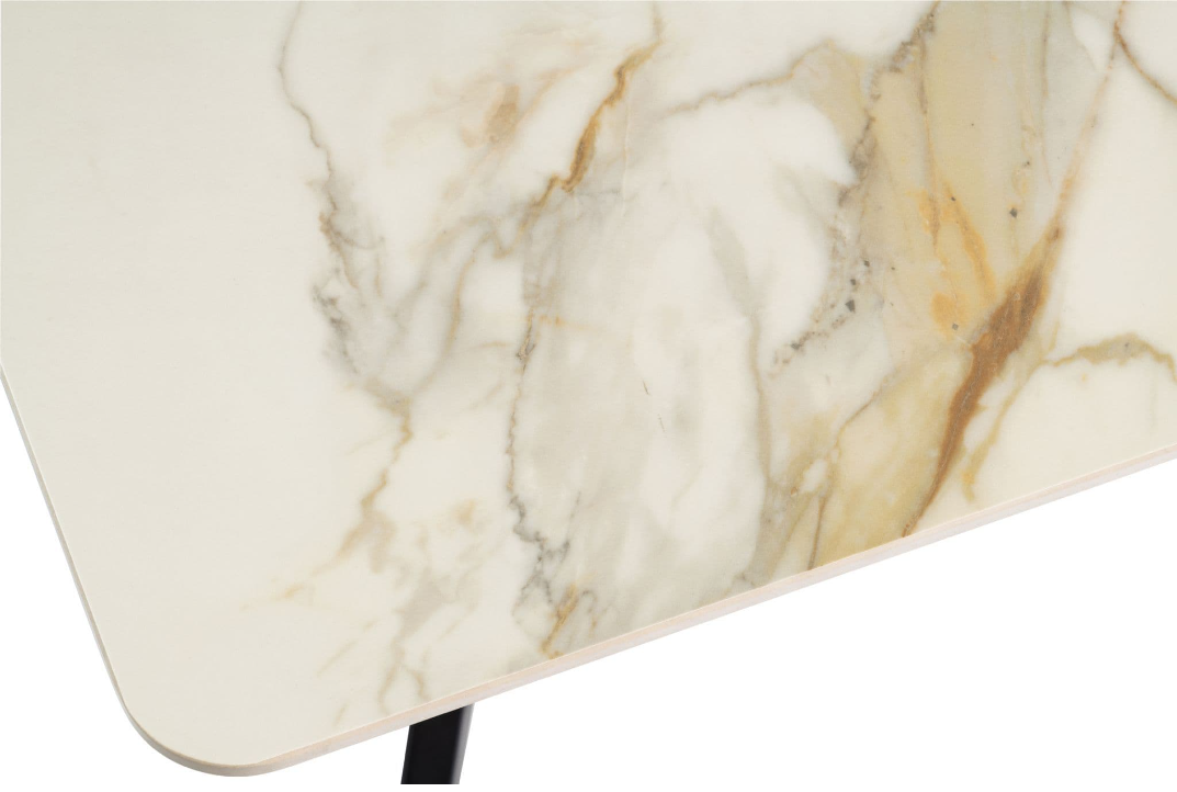 Kamella 160cm wide Dining Table Kass Gold with Black Legs