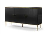 Camelienne Slatted Black And Gold Large 3 Door Elegant Sideboard 3146RZ