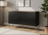 Camelienne Slatted Black And Gold Large 3 Door Elegant Sideboard 3146RZ
