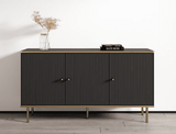 Camelienne Slatted Black And Gold Large 3 Door Elegant Sideboard 3146RZ